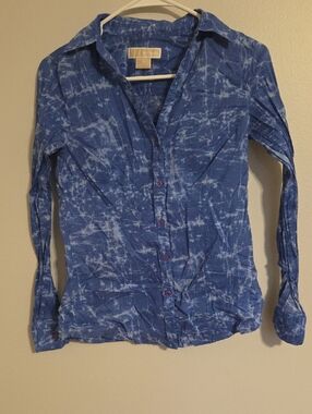 Michael Kors Blue Tie-Dye Button-Up Shirt
